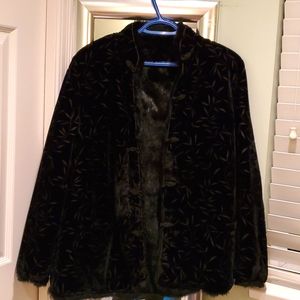 Black Velvet and Fur Coat
